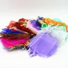 100pcs/lot Whole 9x12cm Colorful Drawstring Organza Jewelry Candy Packaging Bags Birthday Party Christmas Gift Pouches