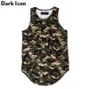 Camouflage Extended Tank Top Men Sommar Streetwear Curved Hem Camo Hip Hop Tank Top Lång design 6 färger 210603