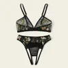 Bras Sets Woman Lingerie Set 2021 SEXY Underwear Embroidery Open Crotch G-String Bra Thong Women Lengerie265h