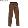 Vinter Varm Fleece Velvet Hög midja Casual Byxor Corduroy Byxor Harem Stretch Slim Stor storlek 27-34 210608