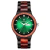 Wristwatches KUNHUANG Green Wooden Man Watch Week Luminous Hands Automatic Date Quartz For Men Relogio Masculino Box Tool KH1105 2021