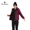 Mulheres de inverno de Santelon Quente casaco acolchoado casaco magro Parka curta Outdoor roupas ultraleve esporte outwear loja portátil em um saco 211008