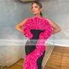 Strapless Black Fushia Sequins Mermaid Prom Dress New Arrival Women Celebrity Party Gown Evening Gowns for Women