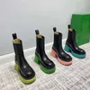 2021 Diseñador Botas de mujer Neumático Cuero genuino High Top Boot Color Color Color Color Ankle Haif Cowskin Chelsea Cremallera Zapatos de Lujo Invierno Master Martin Bootes Box