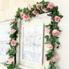 Flores decorativas grinaldas 2,2 m Artificial rosa videiras penduradas para o arco romântico do casamento casa porta da frente lintel ganham decoração de jardim
