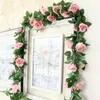 Flores decorativas grinaldas 2,2 m Artificial rosa videiras penduradas para o arco romântico do casamento casa porta da frente lintel ganham decoração de jardim