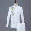 Мужские костюмы Blazers Blazer Мужчины Вышивка Формальное платье Последние Пальто Брюки Дизайн Брачный костюм Terno Masculino Брюки Белый