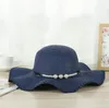 Mode sommer damen gehen sonnenhüte Temperament perle gewebt strohhut im freien reise kappen Breite Krempe Hüte