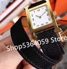 Montre en cuir véritable orange double couche, marque de luxe, montre à chiffres romains, cadeau pour filles et femmes