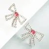 Boucles d'oreilles en cristal nœud papillon pour femme élégantes boucles d'oreilles en strass scintillants perlées fille fête Brincos