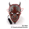 Modische Neon-Maske, Maskerade, LED-Maske, Halloween-Partyzubehör, Horror-Maske, leuchtet im Dunkeln177n