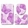 Nordic 3D Butterfly Toilet Bath Mat Carpet Rug Sets Bathroom Shower Room Carpets Flannel Anti Slip 3 Pieces Bath Mat Sets 211109