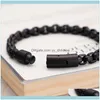 Lien, Bracelets Jewelrylink, Chaîne 8.66 8Mm Noir En Acier Inoxydable Énorme Carré Rolo Bracelet Bijoux Vintage Cadeaux De Vacances Bling Pour Hommes Dro