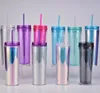 18oz Acrylic Skinny Tumbler Double Wall Clear Drinking Cup with Lid and Straws Heat Proof Water Bottle By Sea T2I52155