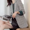 Plaid kleine pak jas vrouwen Mid-length hoogwaardige Koreaanse stijl slanke mode casual blazer kantoor jas temperament 210527