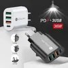 PD36W高速充電携帯電話の充電器5V4Aヨーロッパとアメリカの英国の標準PD + 3USBマルチポートアダプター充電ヘッドiPhone 13 8 6