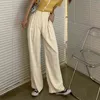 夏の紫色の女性のワイドレッグパンツ薄いハイウエストのエレガントな長いズボンの仕事のカジュアルなゆるいズボンの女性プラスサイズ211216