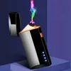 새로운 windproof usb 듀얼 아크 플라즈마 라이터 금속 담배 Flameless Lighter LED 전원 디스플레이 가제트 흡연 선물 여행 방송