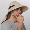Letni Sun Hat Mężczyźni Kobiety Bawełniane Boonie z Klapą Neck Outdoor Ochrona UV Duży Szeroki Brim Wędkarstwo Fishing Safari Wiadro