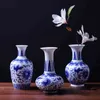 YEFINE Vintage Decoration Jardiniere For Homes Antique Traditional Chinese Blue And White Porcelain Vase Flowers 211215