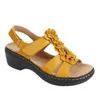 Женщины Сандалии Летняя Новая Мода Обувь Сплошной Цвет Peep Toe HookLoop Клина Цветочные Дамы Открытый Повседневная удобная Женская Обувь Y0721