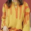 Kvinnor Lös Tie Dye Sweater Långärmad tjock tröja Pull Femme Novelty Toppar Höst med Pullovers Kläder 210914