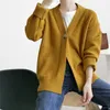 Automne Simple surdimensionné couleur unie un bouton Cardigan femmes basique décontracté tout Match pull haut femme pour la mode 210520