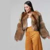 Kvinnors Fur Faux Fursarcar 2021 Real Natural Raccoon Coat Tjock Hela Hud Äkta Outwear Winter Short Jacket