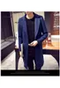 Men's Wool & Blends Winter Men Cashmere Overcoat Single Breasted Slim Coat Solid Thick Casual Trench Pea For Navy Mens Gothic Clothing T194