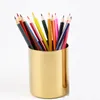 NEWStainless Steel Gold Round Port Flower Vase Cylinder Pen Holder Rose Vases Multifunction Storage Pencil Barrel Garden Decoration LLE10641