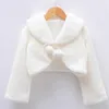 Kids Girls Princess Thicken Plush Jacket Crop Wraps Shawl Flower Long Sleeves Bolero Warm Cape Wedding Birthday Party Coat 211011