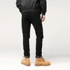 Style de rue mode hommes jean noir élastique coupe ajustée fermeture éclair épissé concepteur motard Hip Hop Denim Punk déchiré pantalon
