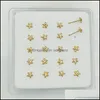 Andra kroppsmycken 20st/pack 925 Sterling Sier Starfish Crystal Nose Pin Stud Piercing Drop Delivery 2021 GXL4R