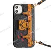 Fashion Designer Leather Phone Cases for iphone 12 11 pro max XS XR Xsma 7 8plus Top Quality Metal Holder Luxury Cellphone Case Cover with Lanyard