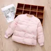 2021 New Girls Boys Down Coat Mesh Barnkläder Vinter förtjockad Outwear Baby Jacket Liner Fritidssporter utan huvar