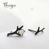 Thaya Moon Night Design Stud Earrings Moonstone Black S925 Sterling Silver for Women Punk Elegant Style Jewelry Gift 2106166307726