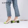 SOPHITINA, zapatos de mujer de cuero genuino con estilo, zapatos de tacón Strang, vestido medio poco profundo, alta calidad, primavera otoño, punta redonda PC997 210513