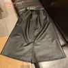 AELEGANTMIS Casual Długi Faux Skórzany Spódnica Kobiety Luźne Linia PU Kobieta Spring Mid Calf Black Harajuku 3 Kolory 210607