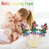 Ratelaars Jingle Bells Houten Stok Regenboog Hand Shake Sound Bell Party Rammelaar Baby Educatief Speelgoed 18cm Wll779