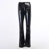 Calças de couro pu calças salpicadas flares preto 2021 nova moda e meninas longas calças de cintura alta calças vintage pants outfi q0801