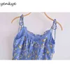 Vintage Floral Print Sexy Cami Top Femmes Vacances Summer Crop Femme Mousseline de soie S 210514