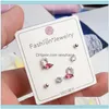 Шарм Серьги Jewelry31 Стили 3 Пары/Комплект 925 Штамп Sier Цирконий Сердце Бантом Серьги Стержня Набор Для Женщин Девушки Ювелирные Изделия Валентина