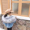 Daunenmantel Winter Baby Mädchen warme dicke Jeansjacke Fell Kapuze Kleinkind Oberbekleidung Baumwolle Kinder Parka Kinder winddicht