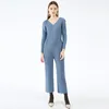 Women's Jumpsuits & Rompers Japanese Designer Style Autumn V-neck One Piece Miyake Pleated Jumpsuit High Waist Wide Leg Casua199M