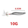 10pcs lot 521G5cm9cm Silver Spoons Metal Baits Lures Fishing Hooks 8 6 4 Hook Pesca Tackle Accessories WEI 505260E3740559