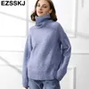 EZSSKJ Zima CasualCashMere Oversize Grube sweter Pullover Luźne Eleganckie Sweter Kobiet Z Długim Rękawem 210922