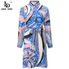 Мода взлетно-посадочная полоса летнее платье женщин с длинным рукавом геометрический принт Богемия женская рубашка стиль Vestidos 210522