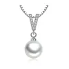 8MM Natural Natural Pearl Jewelry Collar de clavícula Colgante para mujeres V Forma Circón Regalo de boda con caja de aniversario Jewelllery esposa