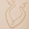 Collier avec pendentif en fleurs de marguerite pour femmes, charmant, couleur or, chaîne de pull, ras du cou, bijoux réglables