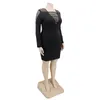 Casual jurken herfst herfst lange mouw dames kleding hoge taille dames sexy mini bodycon jurk plus size groothandel drop